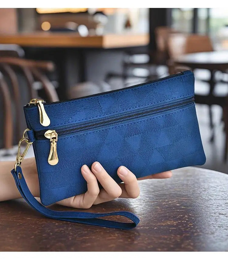 Suede Geometry -- Double-Zip Wristlet