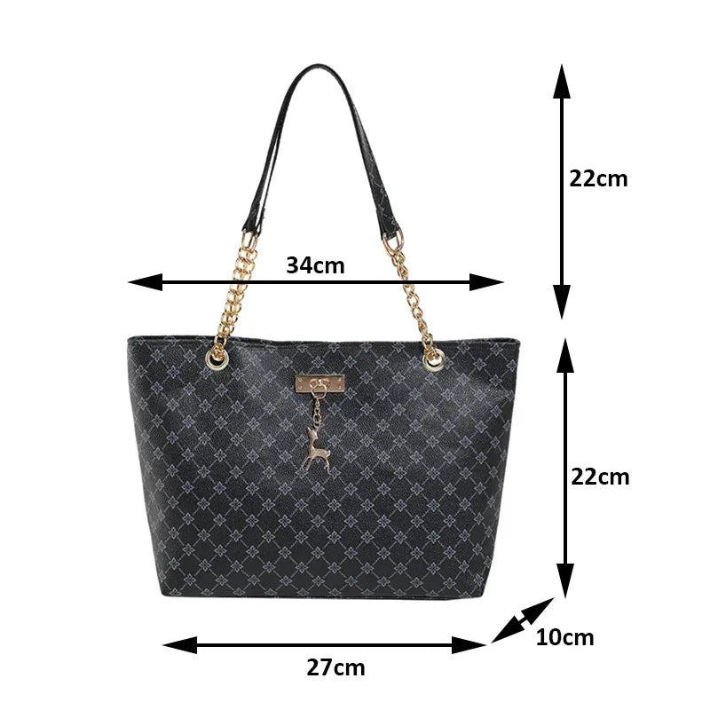 Modern Tapestry — Printed Chain-Handle Tote