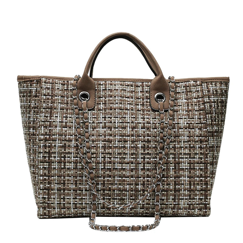City Weave — Chain-Detail Shopper Tote