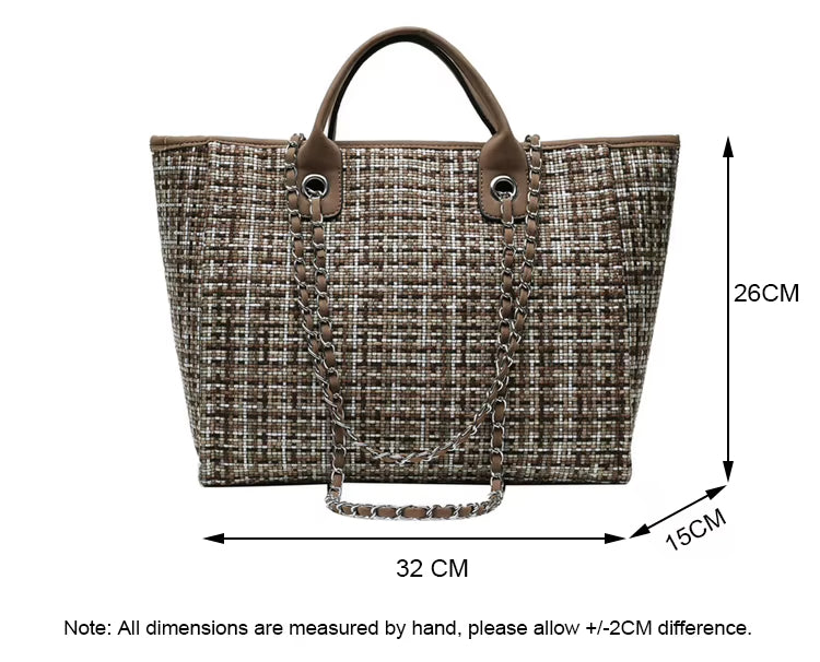 City Weave — Chain-Detail Shopper Tote