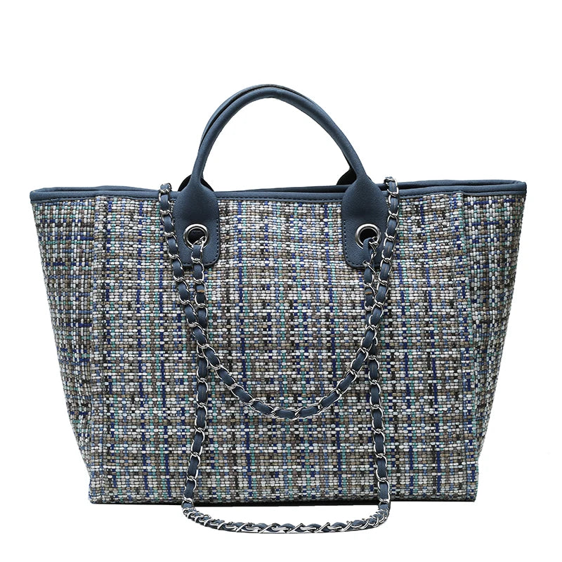 City Weave — Chain-Detail Shopper Tote