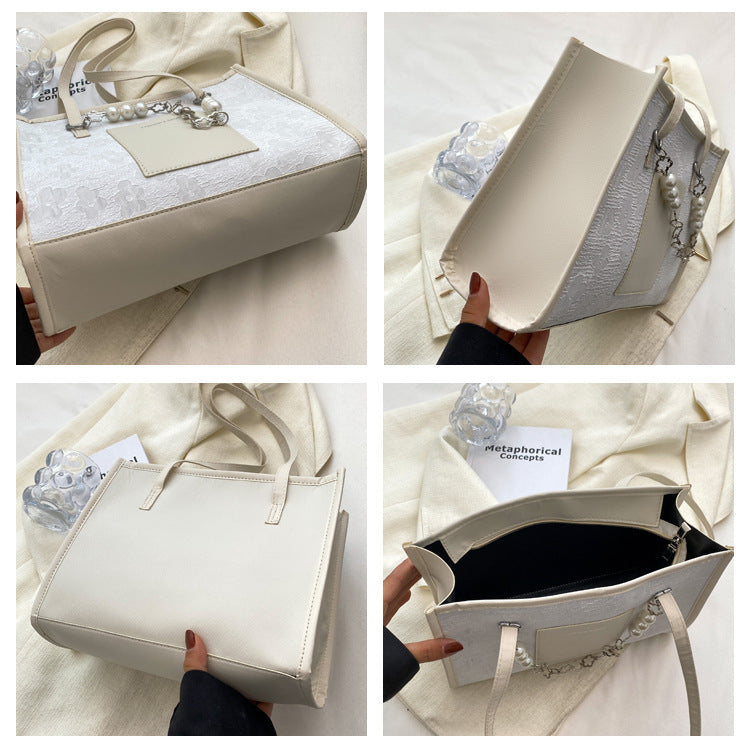 Pearl Garland -- Embellished Shoulder Tote