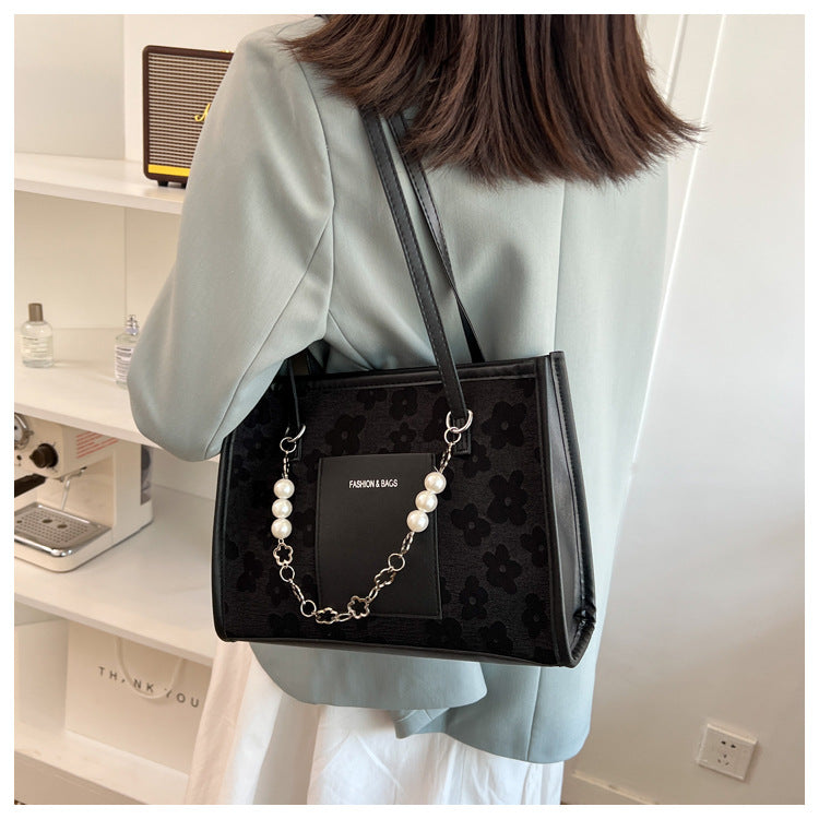 Pearl Garland -- Embellished Shoulder Tote