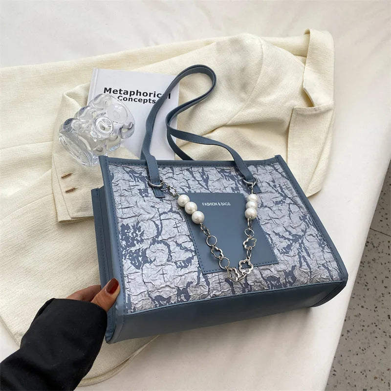 Pearl Garland -- Embellished Shoulder Tote
