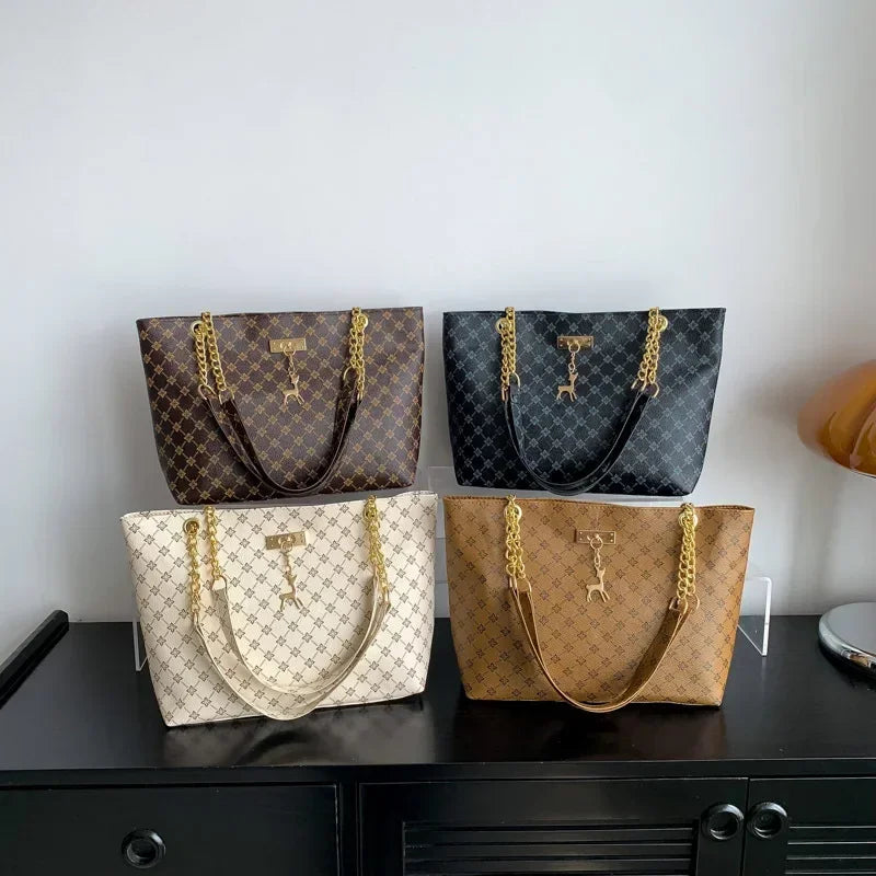 Modern Tapestry — Printed Chain-Handle Tote
