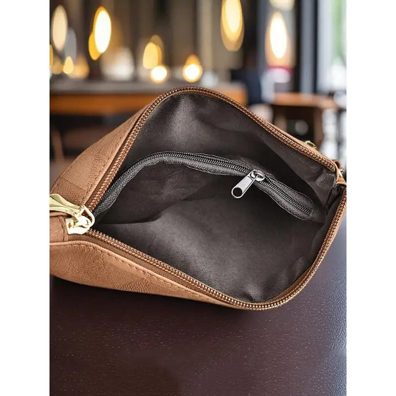 Suede Geometry -- Double-Zip Wristlet