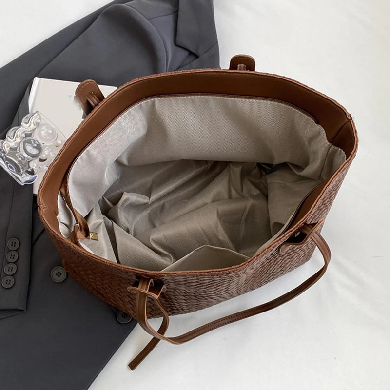 Basketline -- Woven-Texture Shoulder Tote