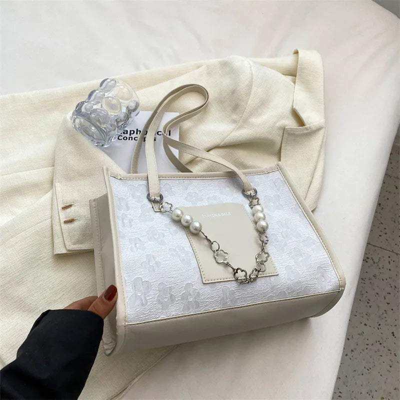 Pearl Garland -- Embellished Shoulder Tote