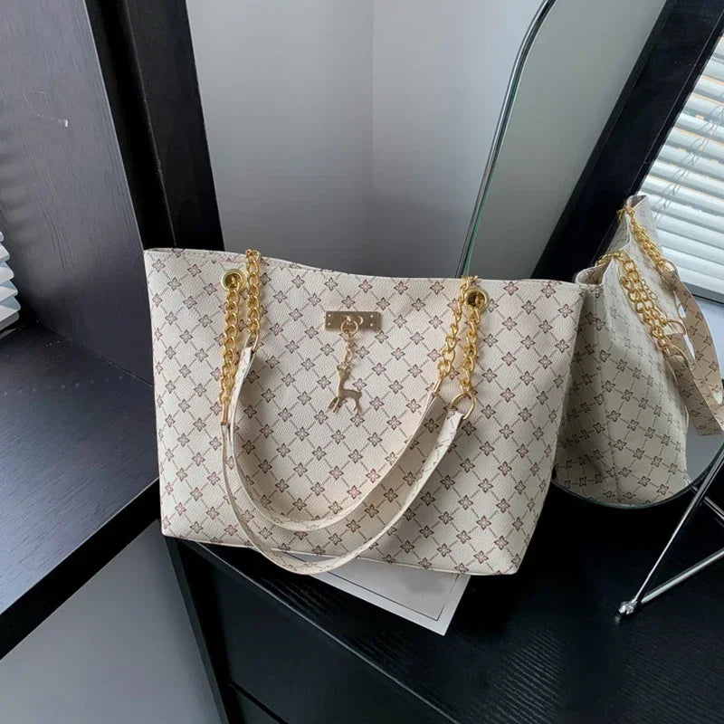 Modern Tapestry — Printed Chain-Handle Tote