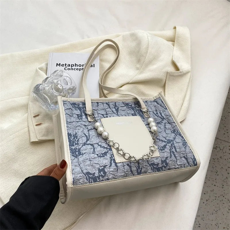 Pearl Garland -- Embellished Shoulder Tote