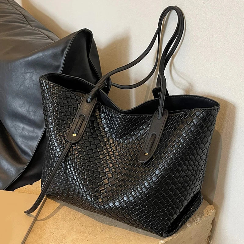 Basketline -- Woven-Texture Shoulder Tote