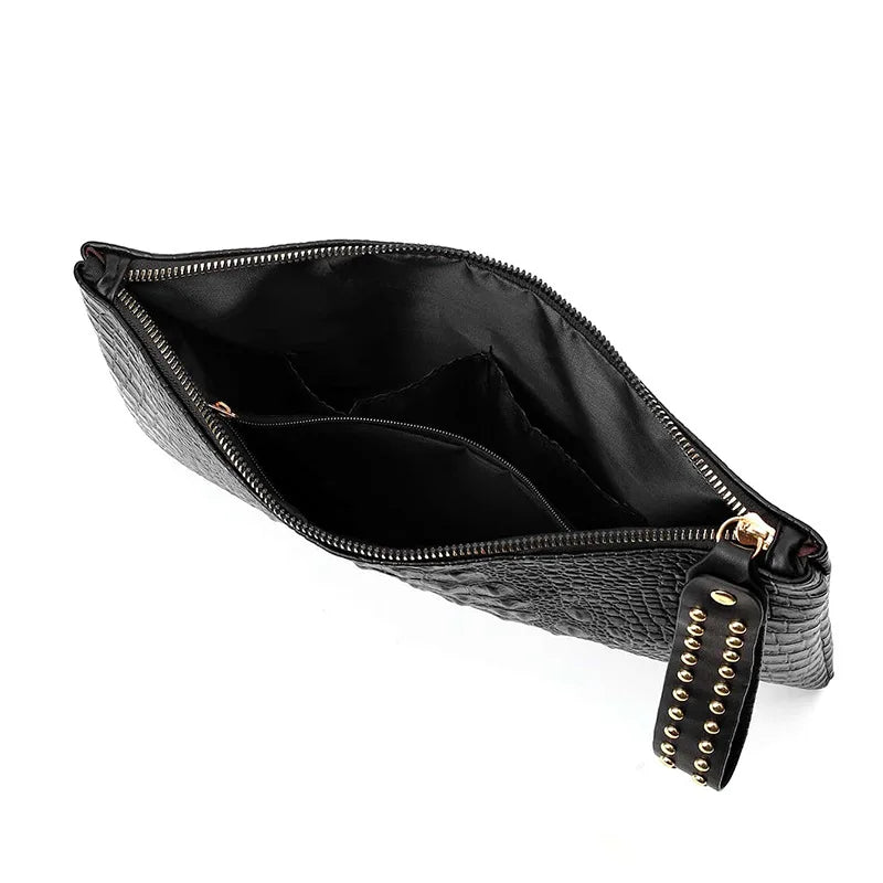 Embossed Envelope --Alligator-Pattern Wristlet Clutch