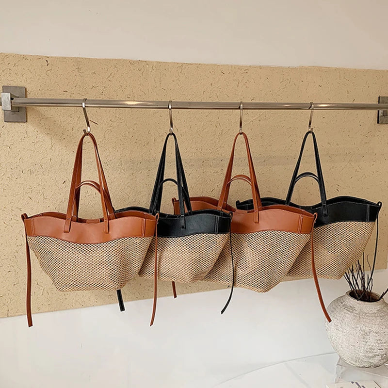 Winged Raffia — Convertible Raffia Tote
