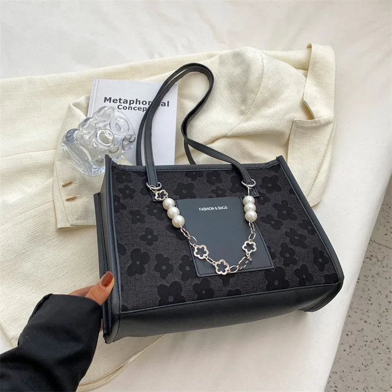 Pearl Garland -- Embellished Shoulder Tote