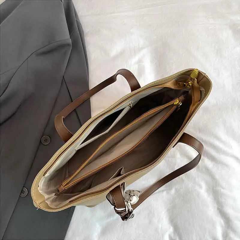 Contour — Contrast-Trim Shoulder Tote