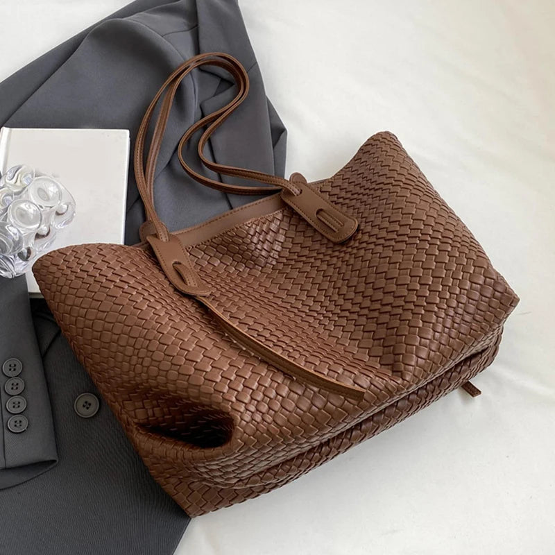 Basketline -- Woven-Texture Shoulder Tote