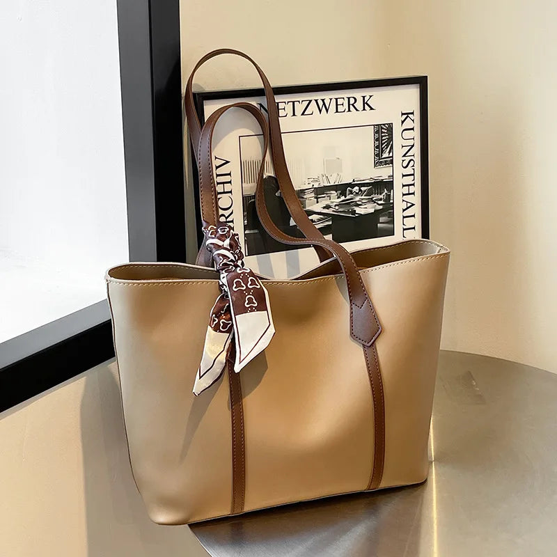 Contour — Contrast-Trim Shoulder Tote