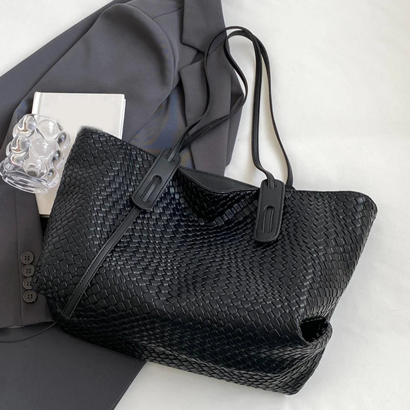 Basketline -- Woven-Texture Shoulder Tote