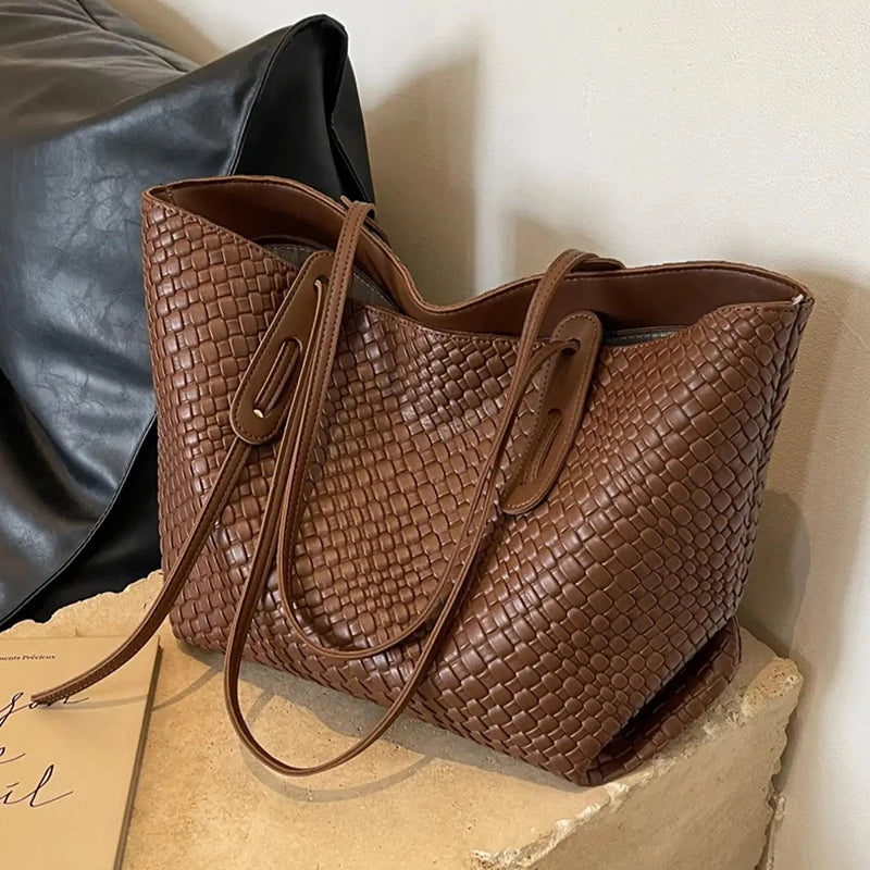 Basketline -- Woven-Texture Shoulder Tote