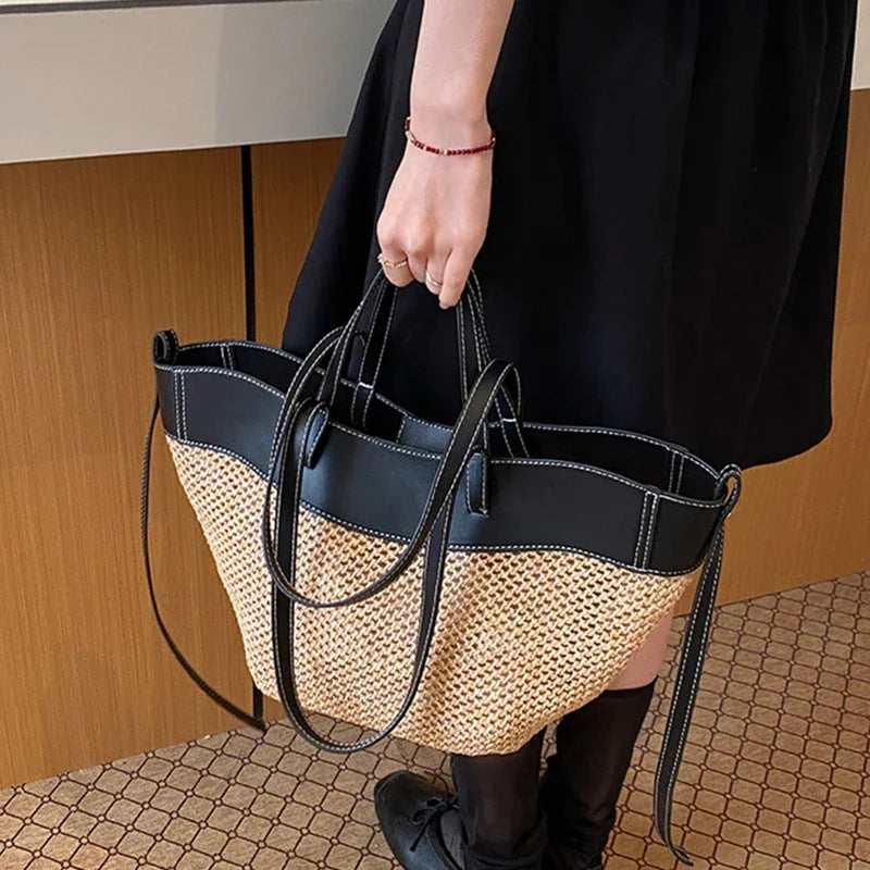 Winged Raffia — Convertible Raffia Tote