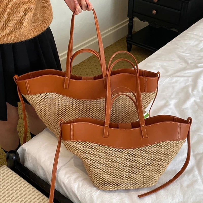 Winged Raffia — Convertible Raffia Tote