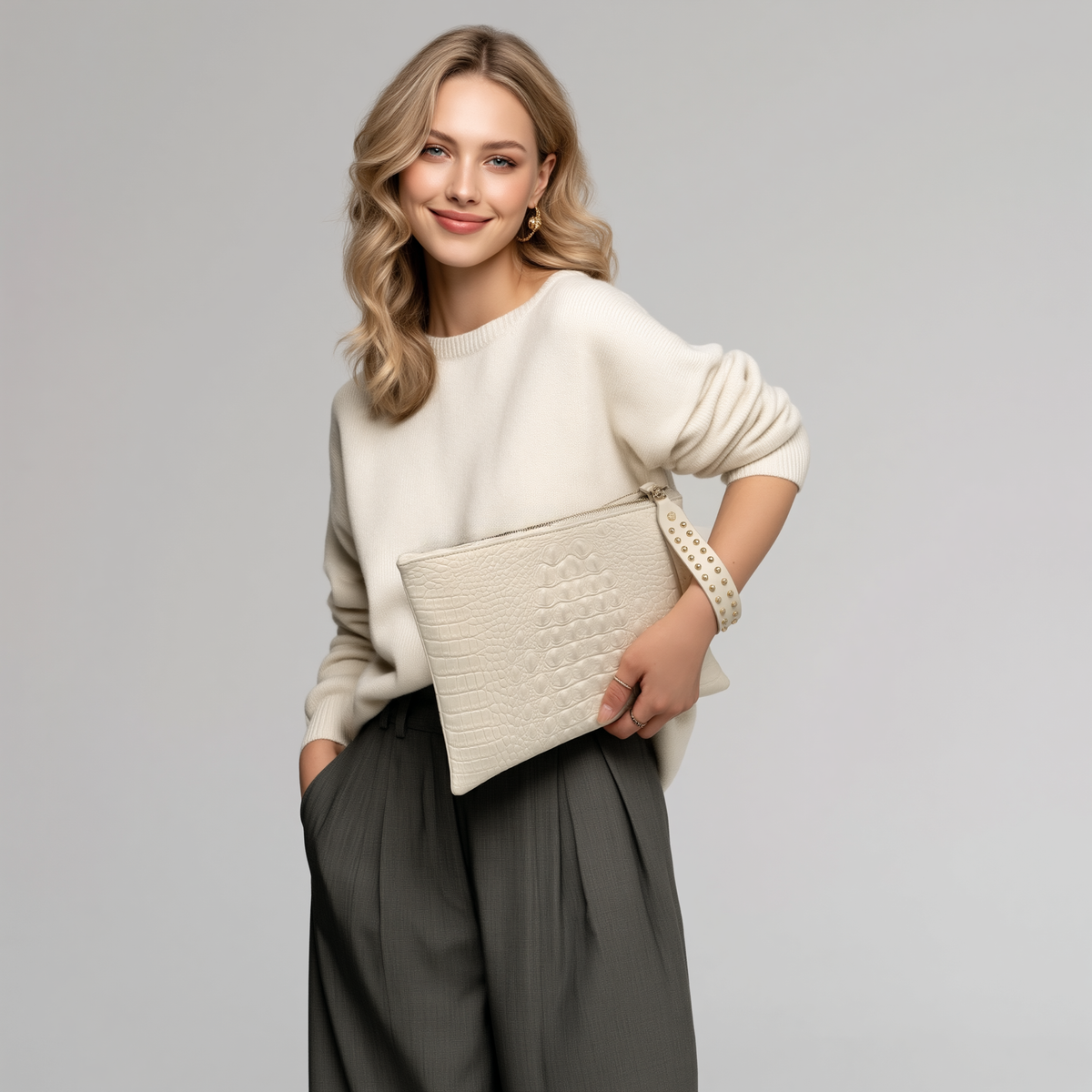 Embossed Envelope --Alligator-Pattern Wristlet Clutch