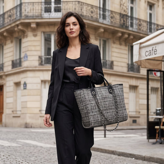 City Weave — Chain-Detail Shopper Tote