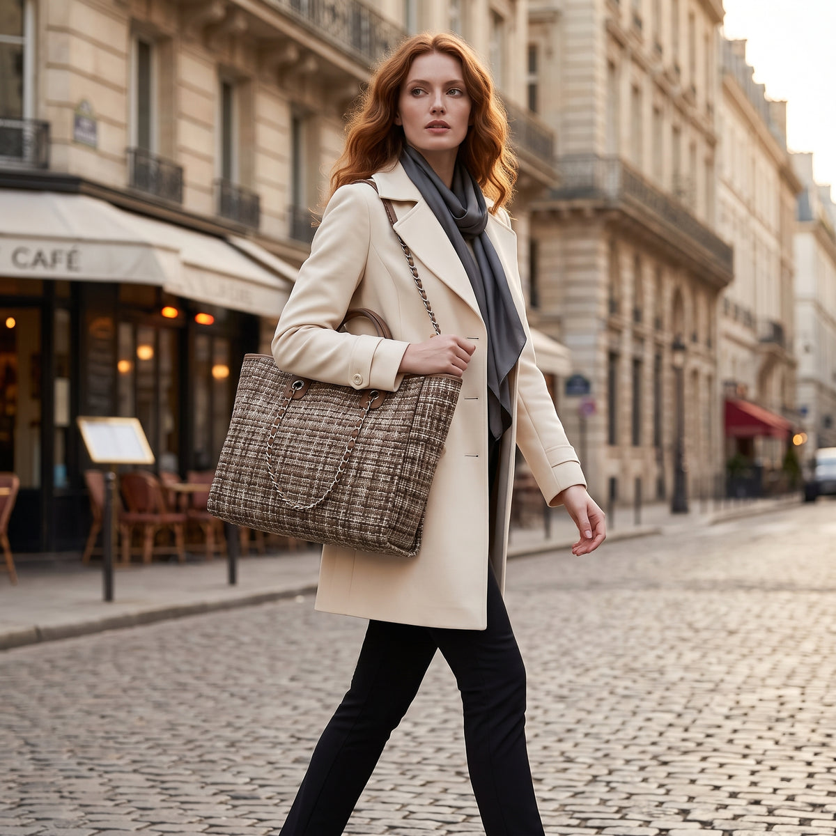 City Weave — Chain-Detail Shopper Tote