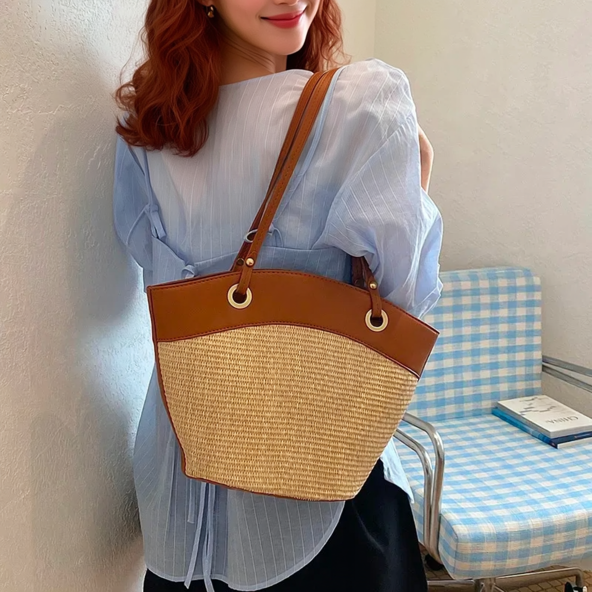 Winged Raffia — Convertible Raffia Tote