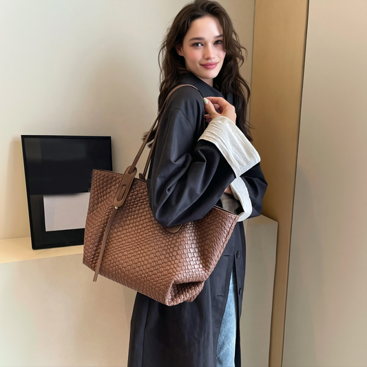 Basketline -- Woven-Texture Shoulder Tote