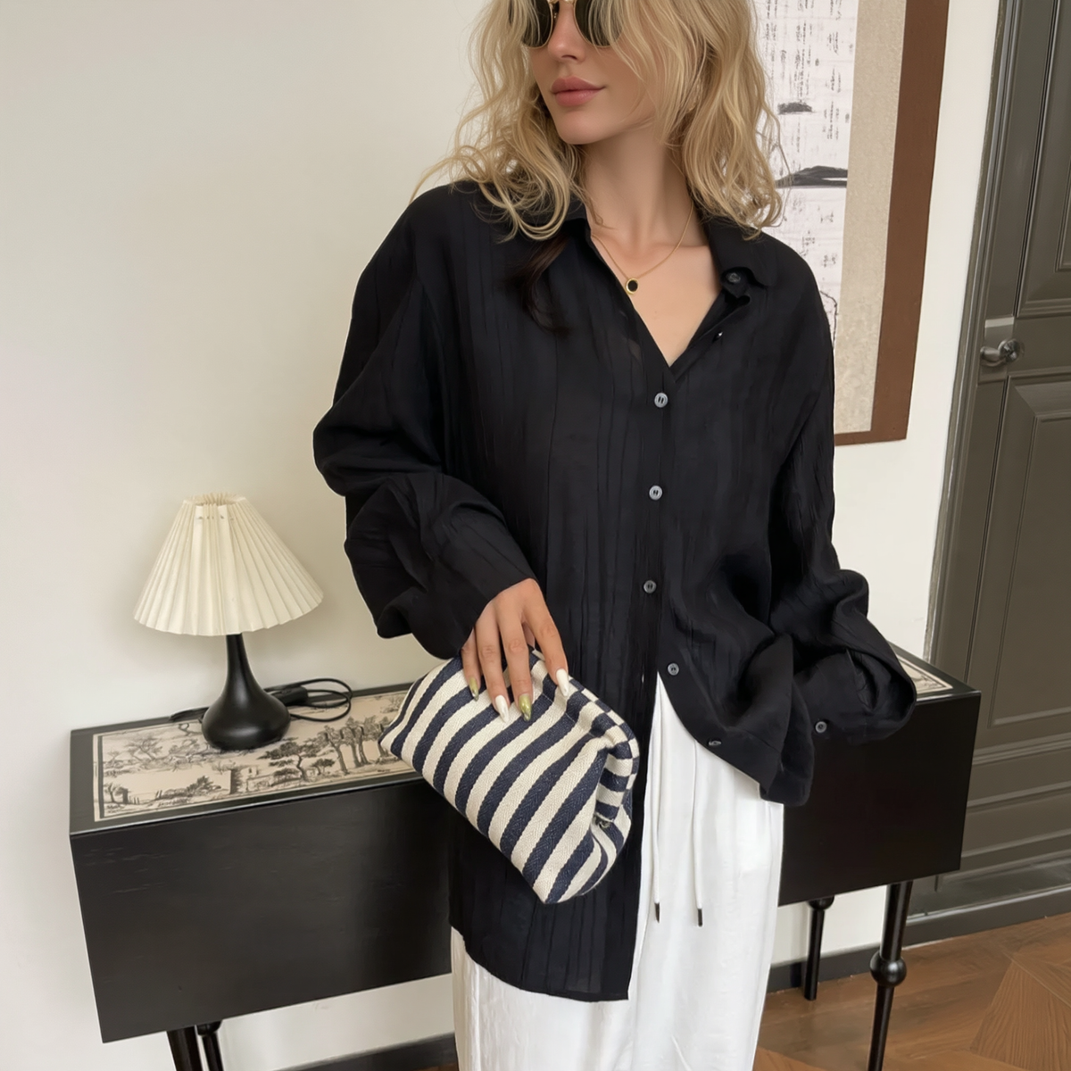 Gallery Stripe — Framed Textile Clutch