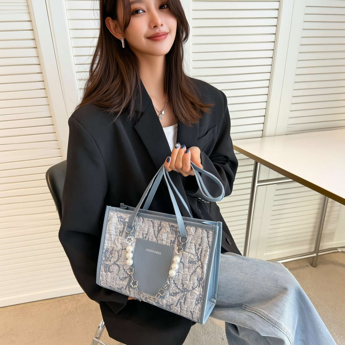 Pearl Garland -- Embellished Shoulder Tote