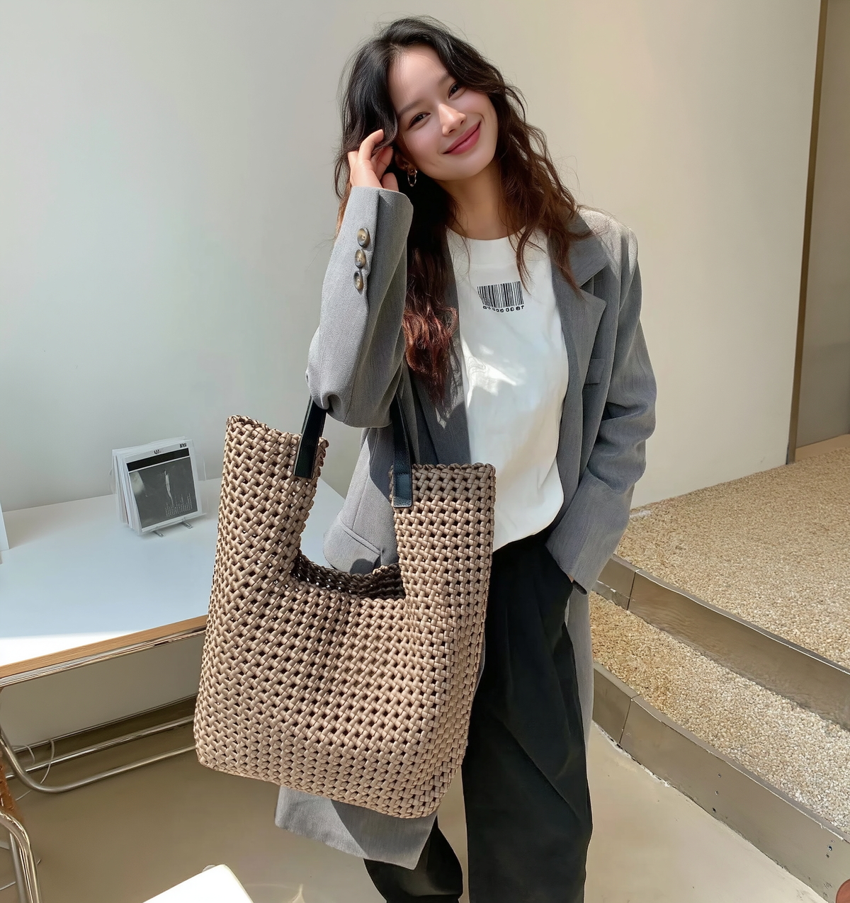 Soft Geometry — Woven Neoprene Tote
